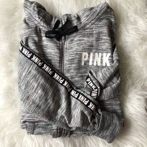 PINK Gray Full-Zip Hoodie